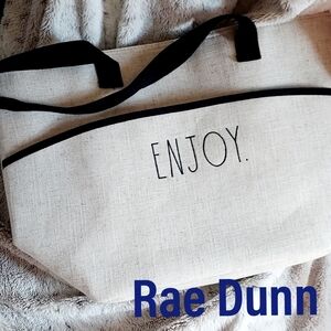 Rae Dunn Beige Tote with Black Accents